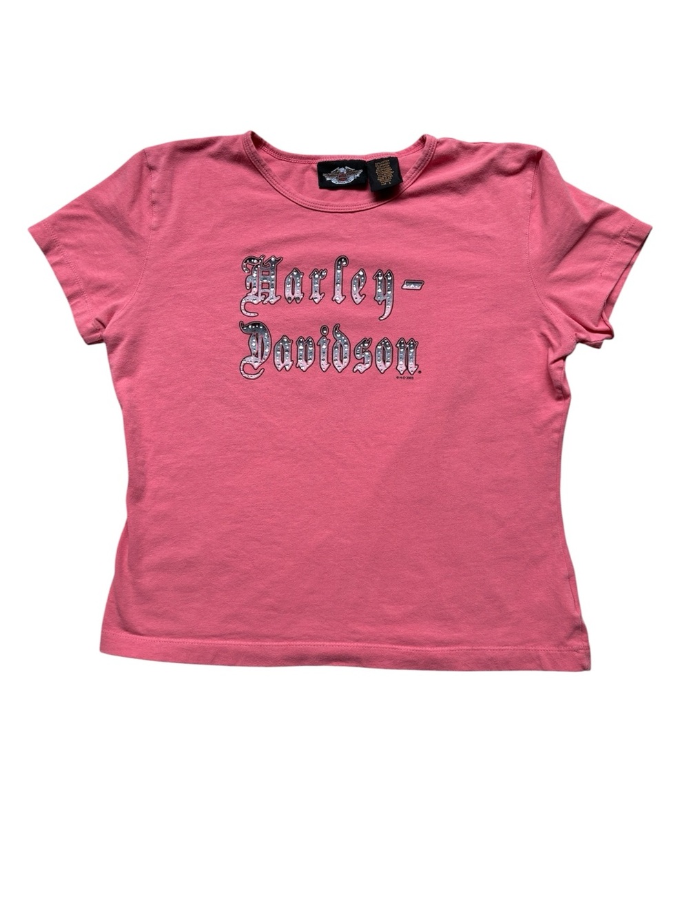 Harley-Davidson Vintage y2k Women's Pink Rhinestone T-Shirt Size Large
